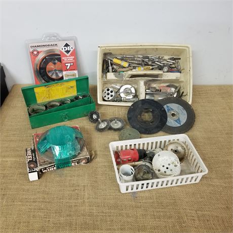 Assorted Hole Saws/Grinders/Wire Wheels