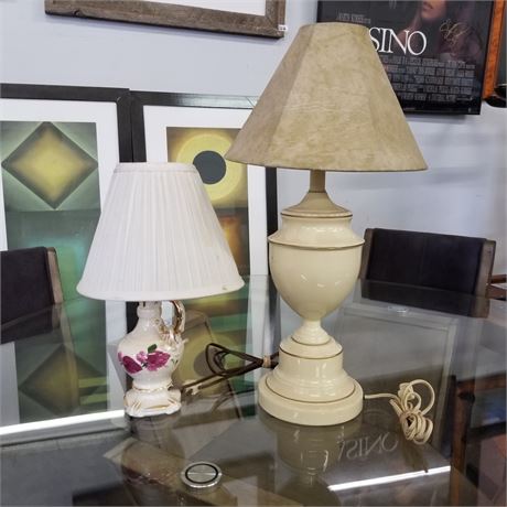 2 Vintage Lamps - 15" & 22"