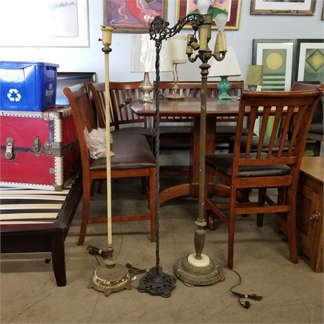 Antique Floor Lamp Trio - 55"h