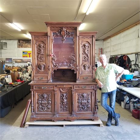 Awesome Antique Walnut Buffet  - 75x24x105