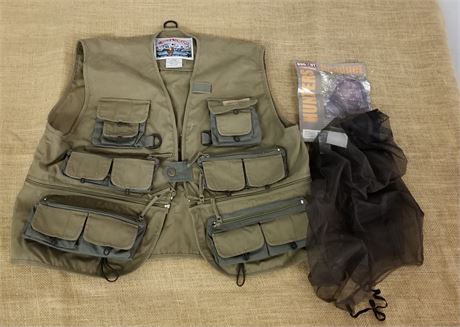 New Fishing Vest & Hean Net -Sz L