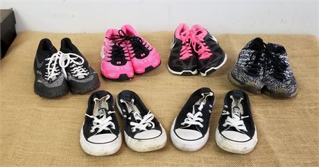 6 Pair of Ladies Nike & Converse Shoes - Sz 7.5