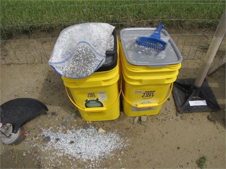 2 Yellow Pails includes Some Litter and Scoop