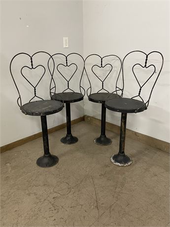 4 Iron Ice Cream Parlor Chairs - Seat 24"h