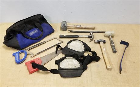 Assorted Handyman Tools & Bag