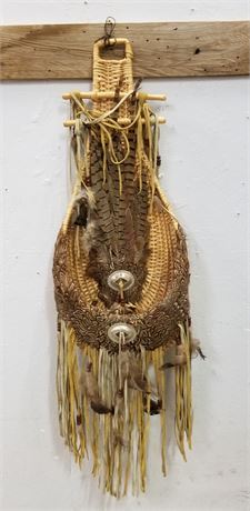 Beautiful Pheasant Feather Hanging Spirit Basket - 10x26