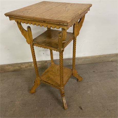 Antique Oak Accent Table - 17x17x30