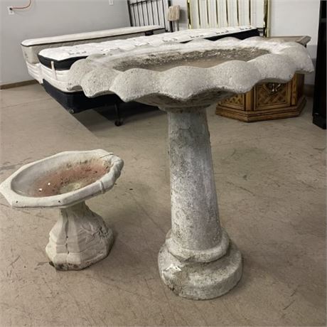 Concrete Birdbaths - Small one(17" Diameter, 13"h) Large one (23"Diameter, 29")