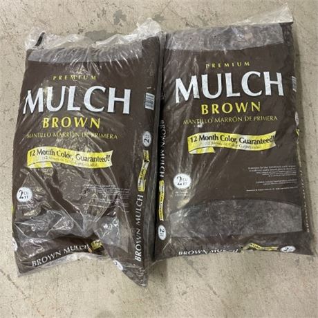 2 Bags Brown Mulch - 2 Cubic Feet Each