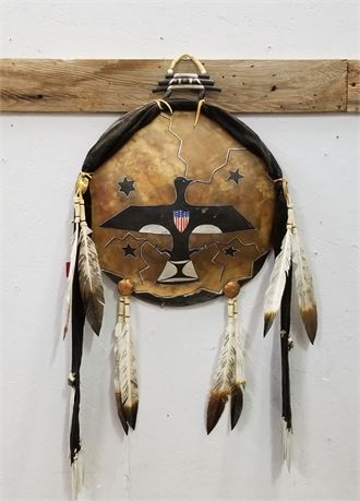 Native American Shield (signed White Man Dances) - 15" Diameter