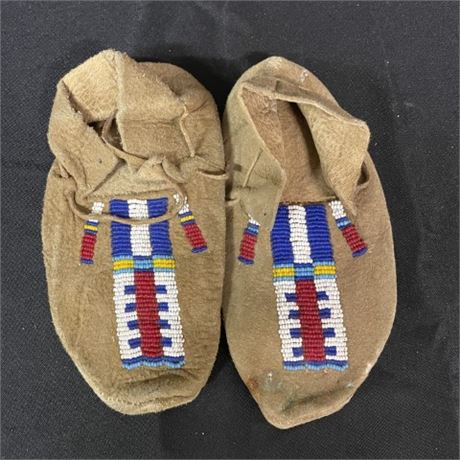 Pair of Small Beaded Moccasins