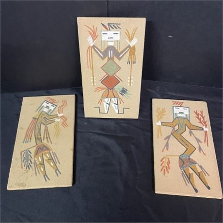 3 Native American Sand Paintings - 5x9