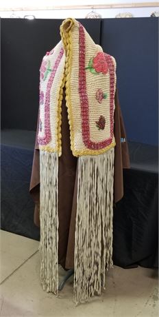 Native American Crocheted/Beaded Rump Drape w/ Buckskin Fringe