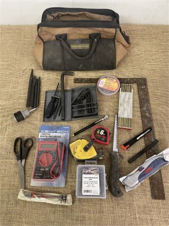 Miscellaneous Hand Tools in a Canvas Tote