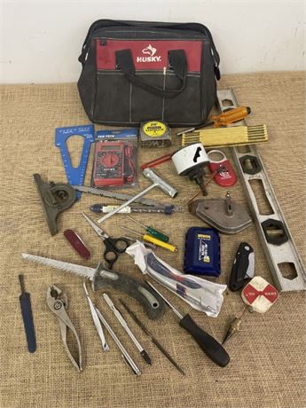 Miscellaneous Tools in a Husky Canvas Tote