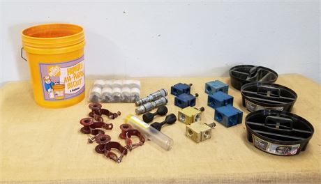 Assorted Hydraulic Blocks, Threaders, Air Hose Gaskets, Organizers