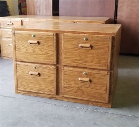 Oak File Cabinet - 42x32x29  - No Keys