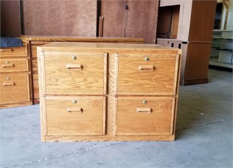 Oak File Cabinet - 42x32x29 - No Keys