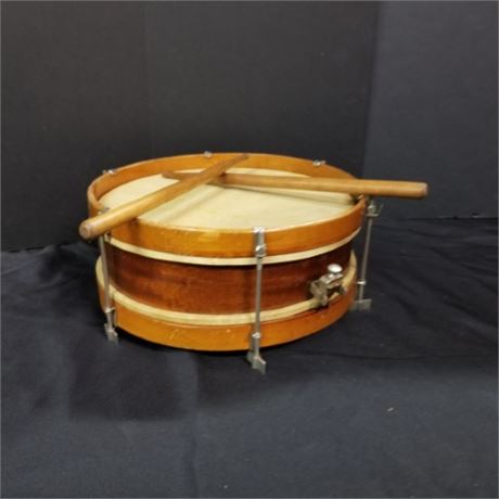 Vintage Snare Drum w/ Sticks - 11" Diameter