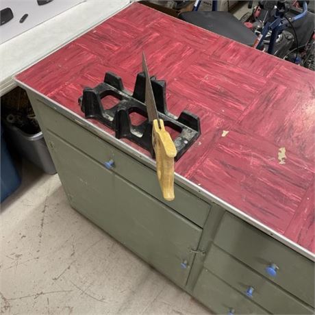 Rolling Workshop Cabinet w/ Miter Box and Saw - 42x23x32