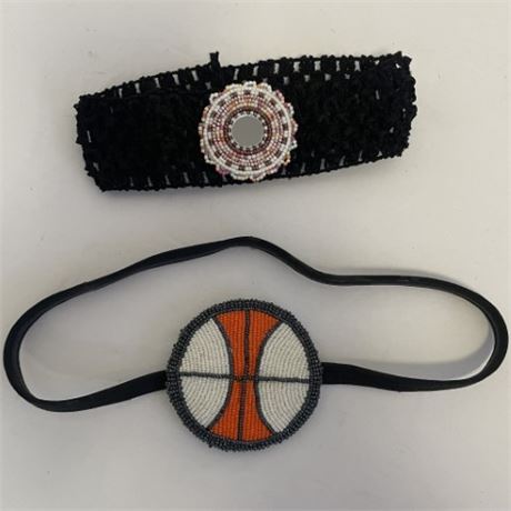 Beaded Hardin Bulldogs Basketball Headband & Black Choker w/ Medallion