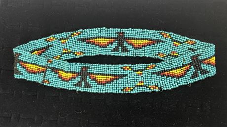 Beaded Native American Thunderbird Pattern Hat Band