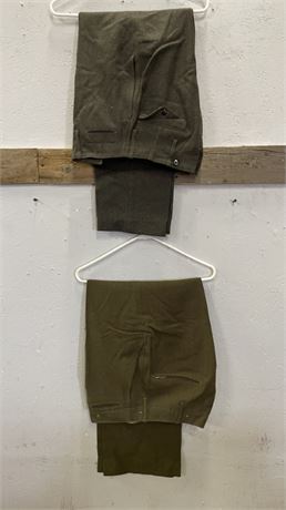 2 Pairs Button Fly Wool Army Pants