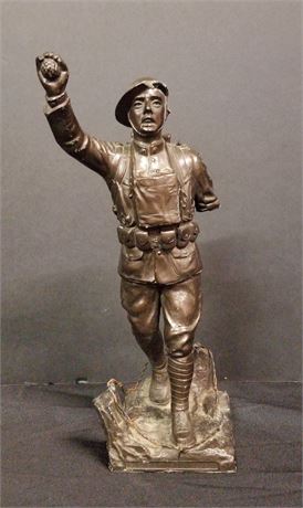 Vintage Doughboy Metal Statue - Some Damage