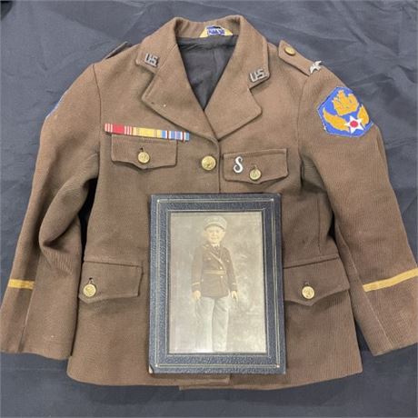 Toddler's Military Uniform - Jacket, Trousers, and Photograph