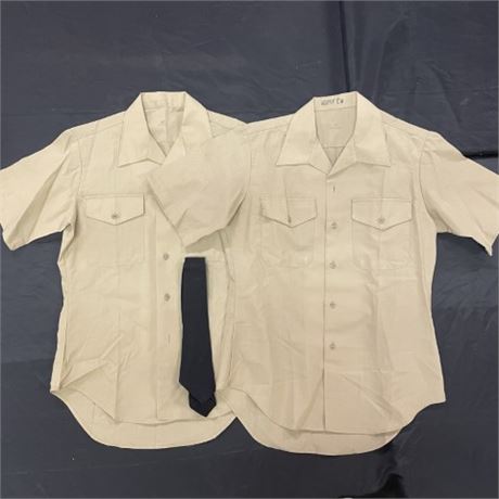 Pair of USA Army Khaki Short Sleeved Shirts and a Tie - Sz 15 1/2