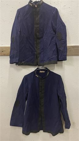 2 Navy Blue Military Felt Smocks