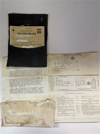 WWII Selective Service Notice of Classification & Ration Book and Registrations