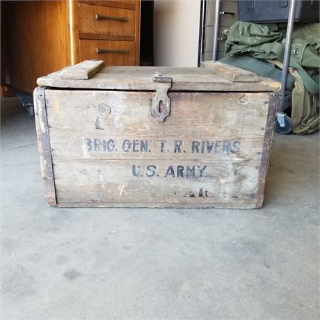 Vintage Wood Military Locker - 26x19x16