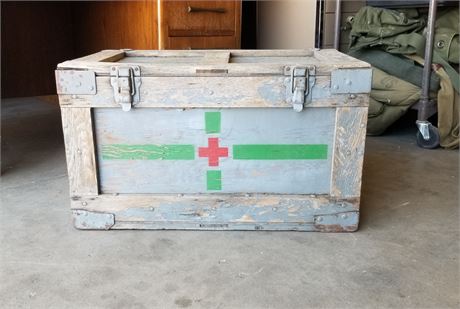 Vintage Wood Military Medic's Locker - 30x19x16