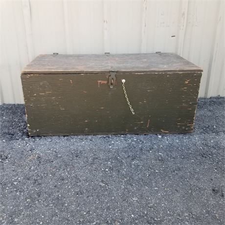 Vintage Wood Military Footlocker