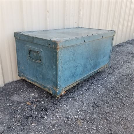 Vintage Wood Rolling Military Trunk