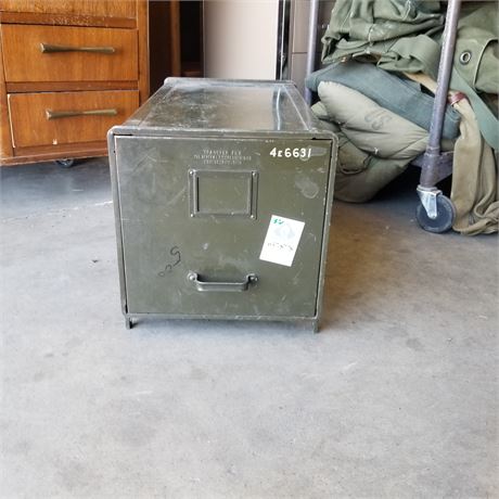 Vintage Military Metal File Cabinet - 25x13x13