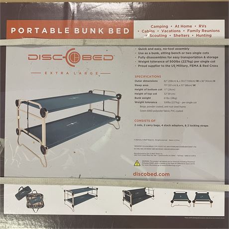 Portable Bunk Bed w/ Carry Bag - 82x39.5x36