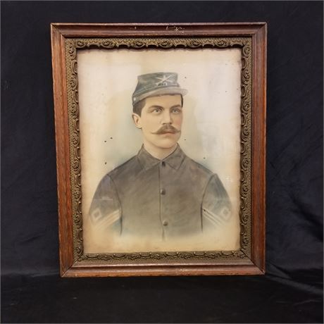 Framed Vintage Calvary Soldier Portrait - 20x24