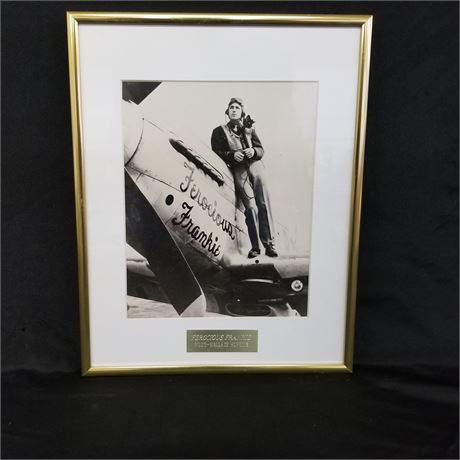 Vintage Framed Photograph of Ferocious Frankie and Her Pilot, Wallace Hopkins