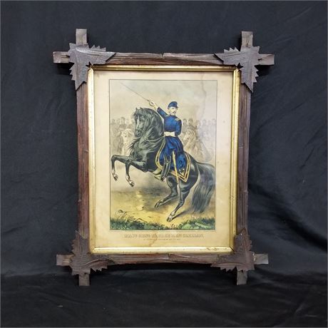 Vintage Framed Major General George McClellan Print - 16x19