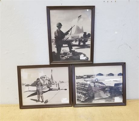 Framed WWII Fighter Plane Photo Print Trio - 9x11