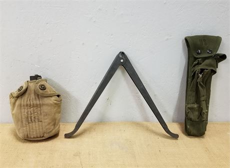 Vintage Canteen and Rifle Stand w/ Case