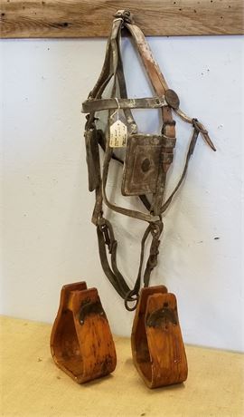 U.S. Cavalry Mule Harness & Wood Stirrups