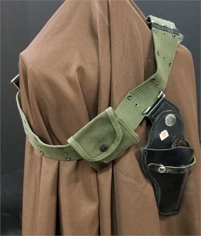 US Army Belt w/ Leather Holster and Pouches