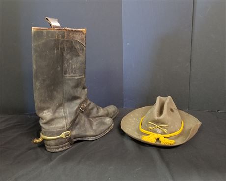 U.S. Cavalry Boots with Spurs & Hat from Indian Wars