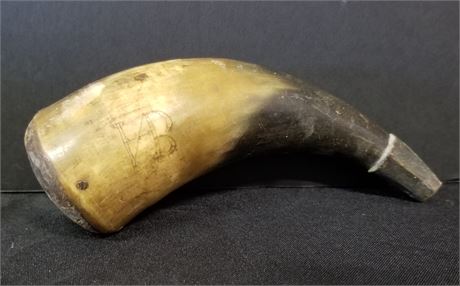 Genuine Etched Horn Powder Horn