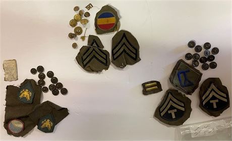 3 Sets Vintage Uniform Insignia with Buttons