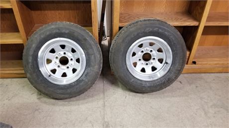 Two Goodyear P225/75R15 Tires w/ Wheels