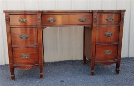 Vintage Curved Drawer Desk - 49x18x30